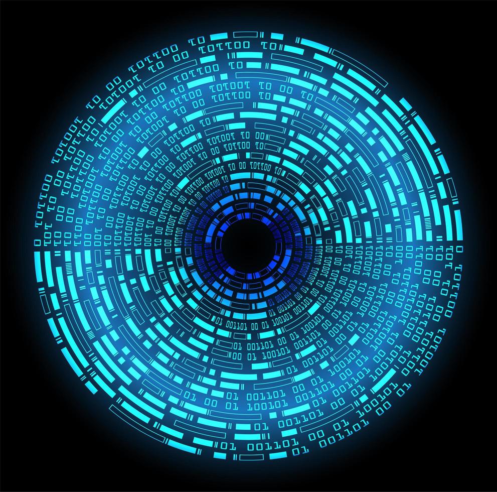 fundo de tecnologia futura de circuito cibernético de olhos azuis vetor