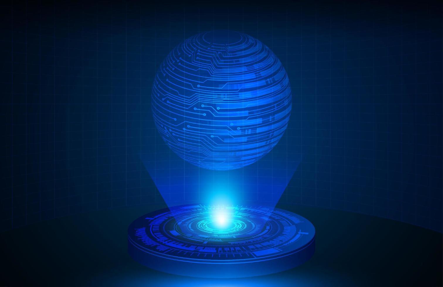 projetor holográfico globo em fundo de tecnologia vetor