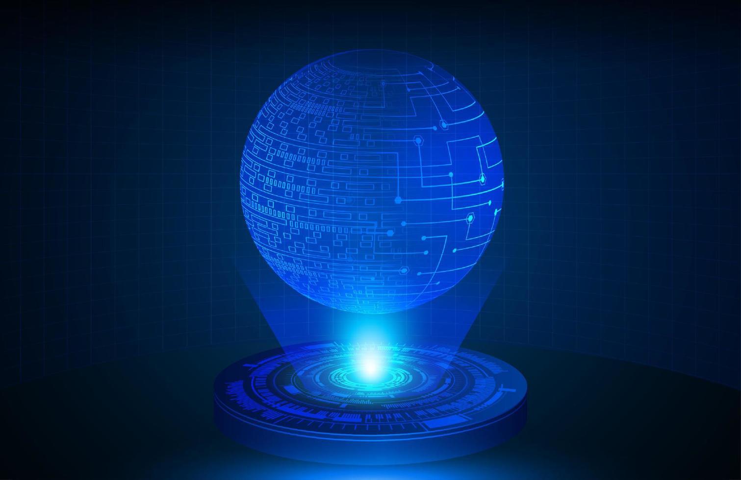 projetor holográfico globo em fundo de tecnologia vetor