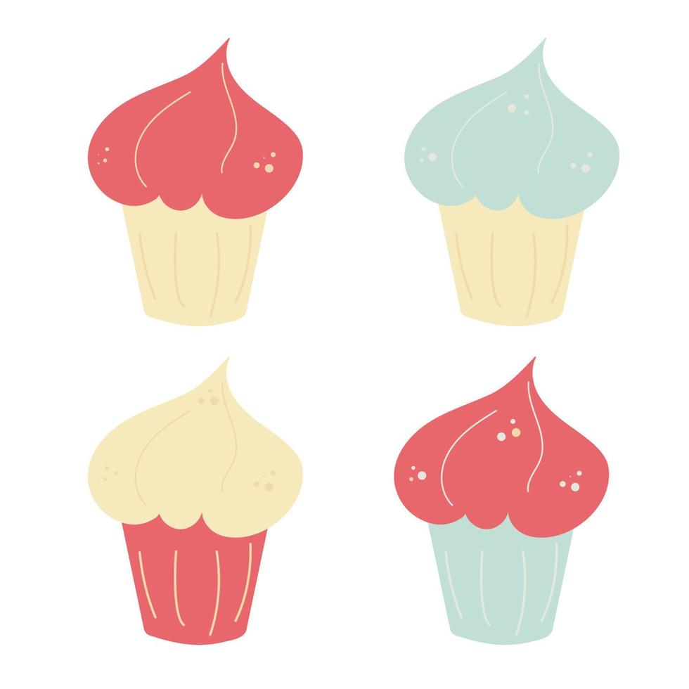 conjunto de cupcakes. design de ilustração vetorial de sobremesa vetor