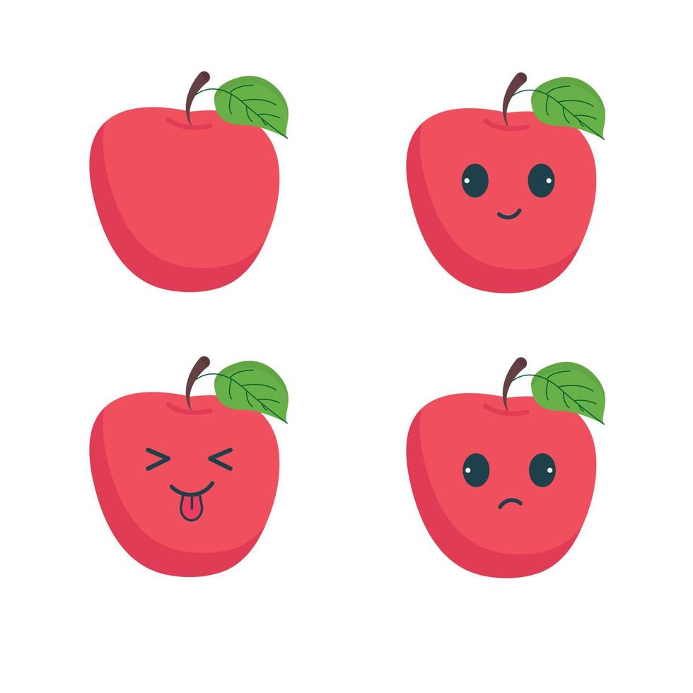 estilo kawaii fruta maçã vermelha vetor