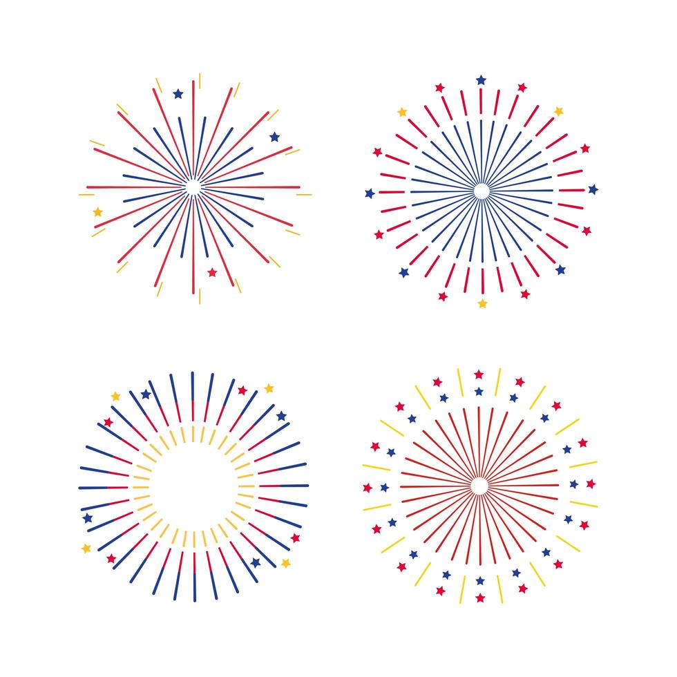 conjunto de ícones gráficos de fogos de artifício vetor