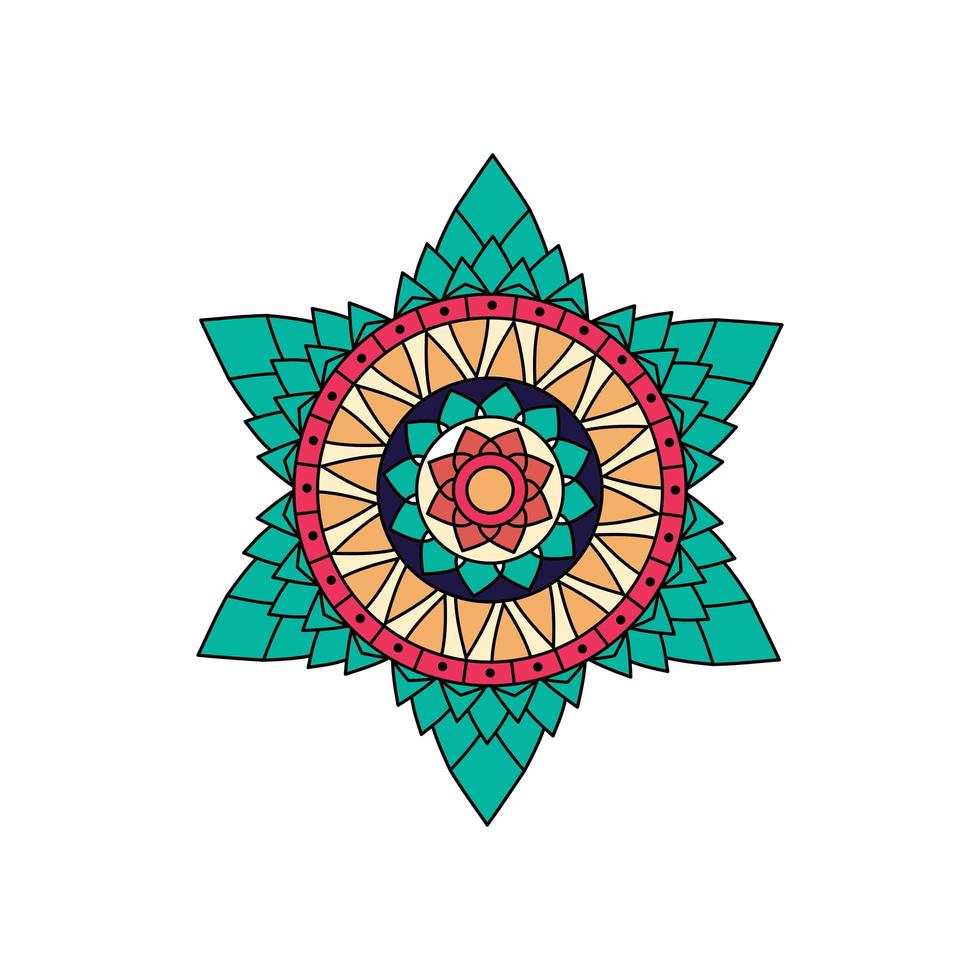 desenho de mandala estrela colorida indiana vetor