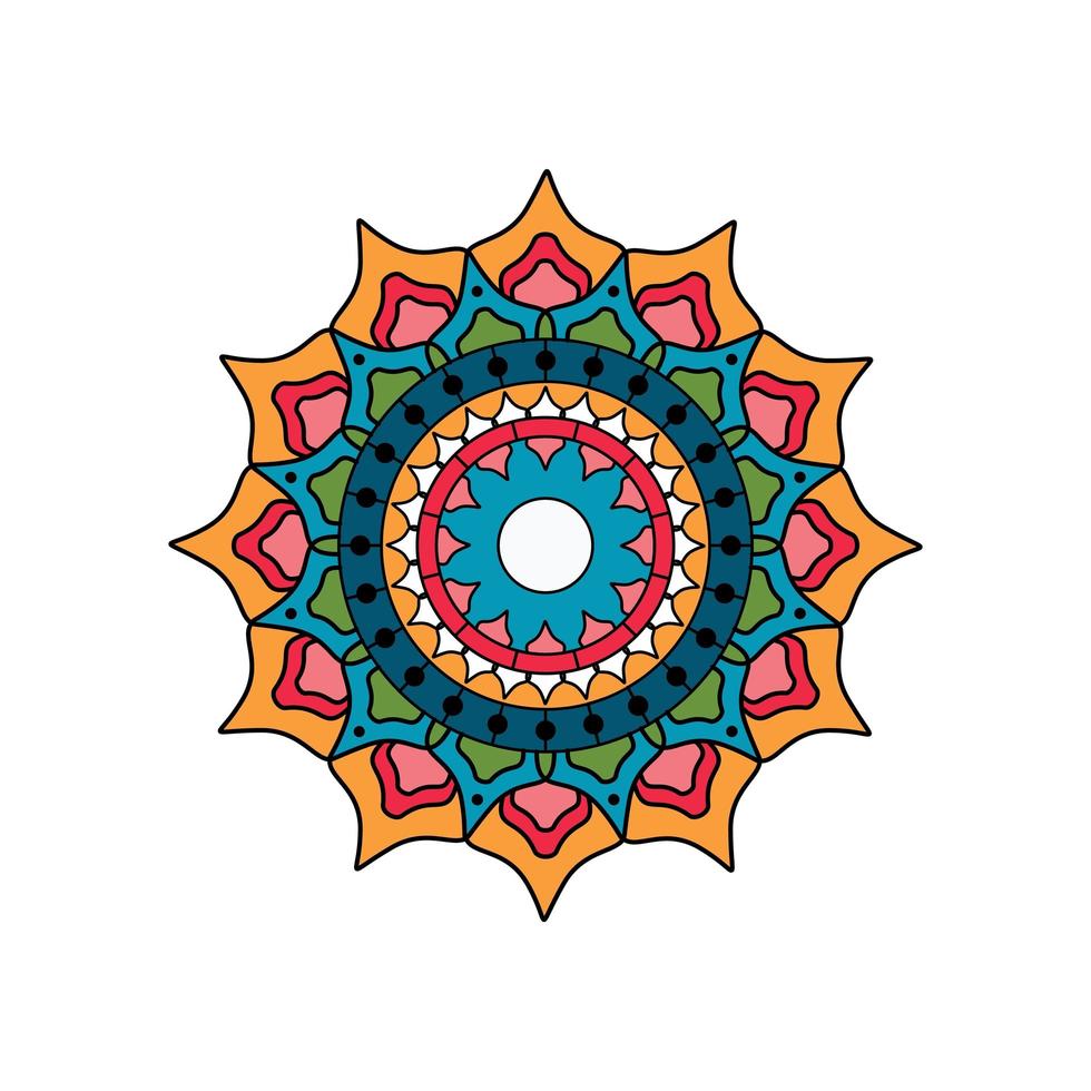 mandala redonda turquesa e laranja vetor