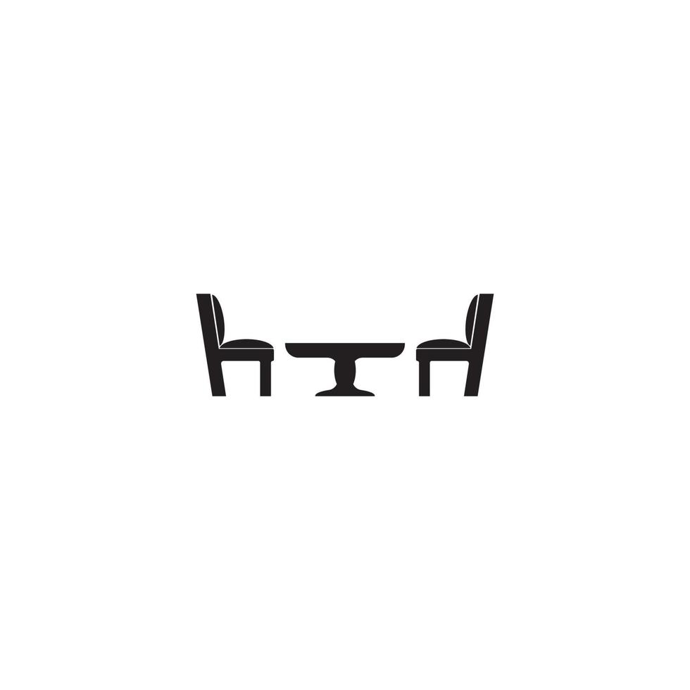 ilustração de ícone de vetor de modelo de logotipo de cadeira e mesa