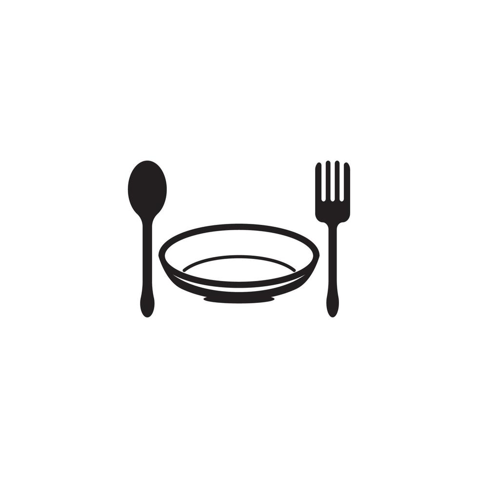 vetor de modelo de logotipo de ícone de colher e prato