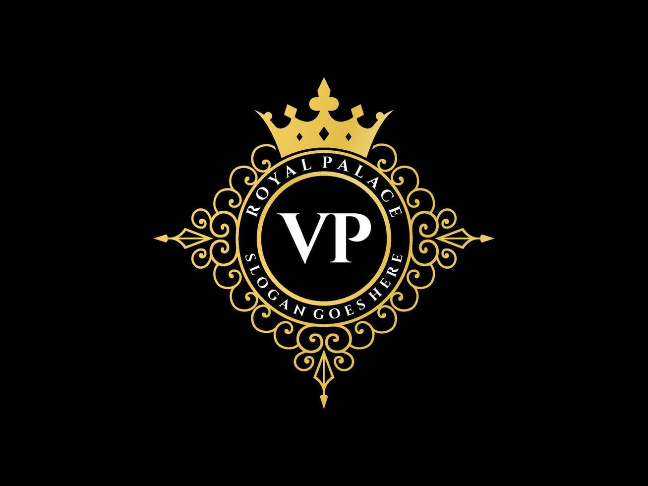 carta vp antigo logotipo vitoriano de luxo real com moldura ornamental. vetor