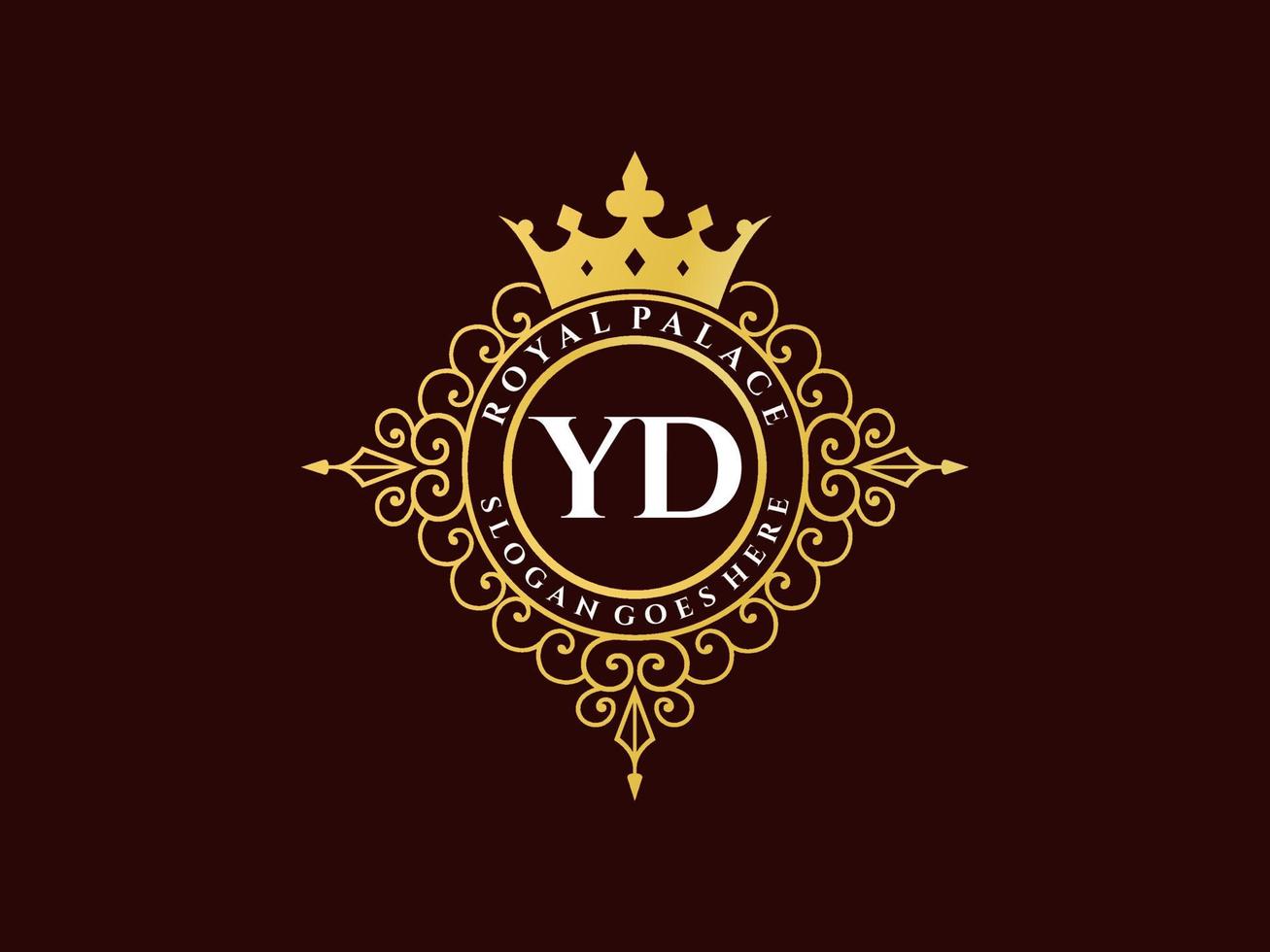 carta yd antigo logotipo vitoriano de luxo real com moldura ornamental. vetor