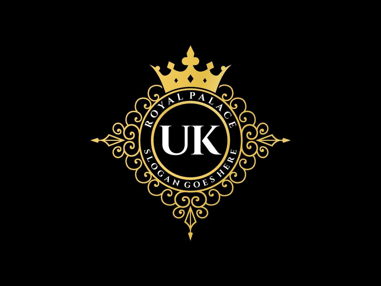 carta uk antigo logotipo vitoriano de luxo real com moldura ornamental. vetor