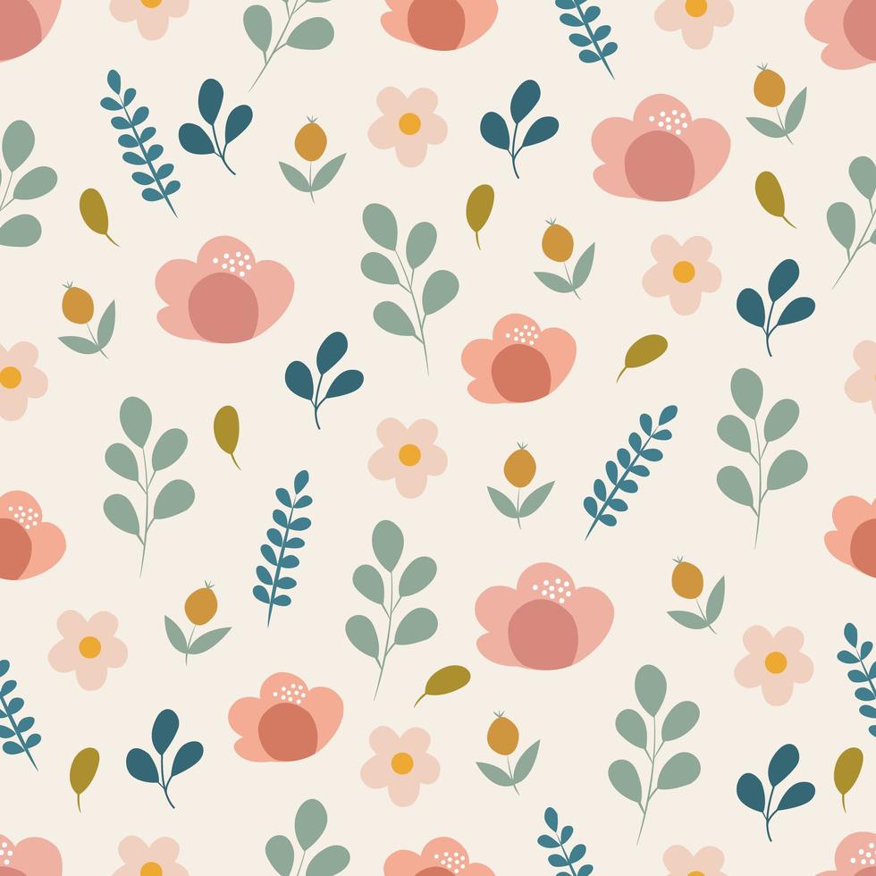 padrão sem emenda com flores em estilo doodle vetor