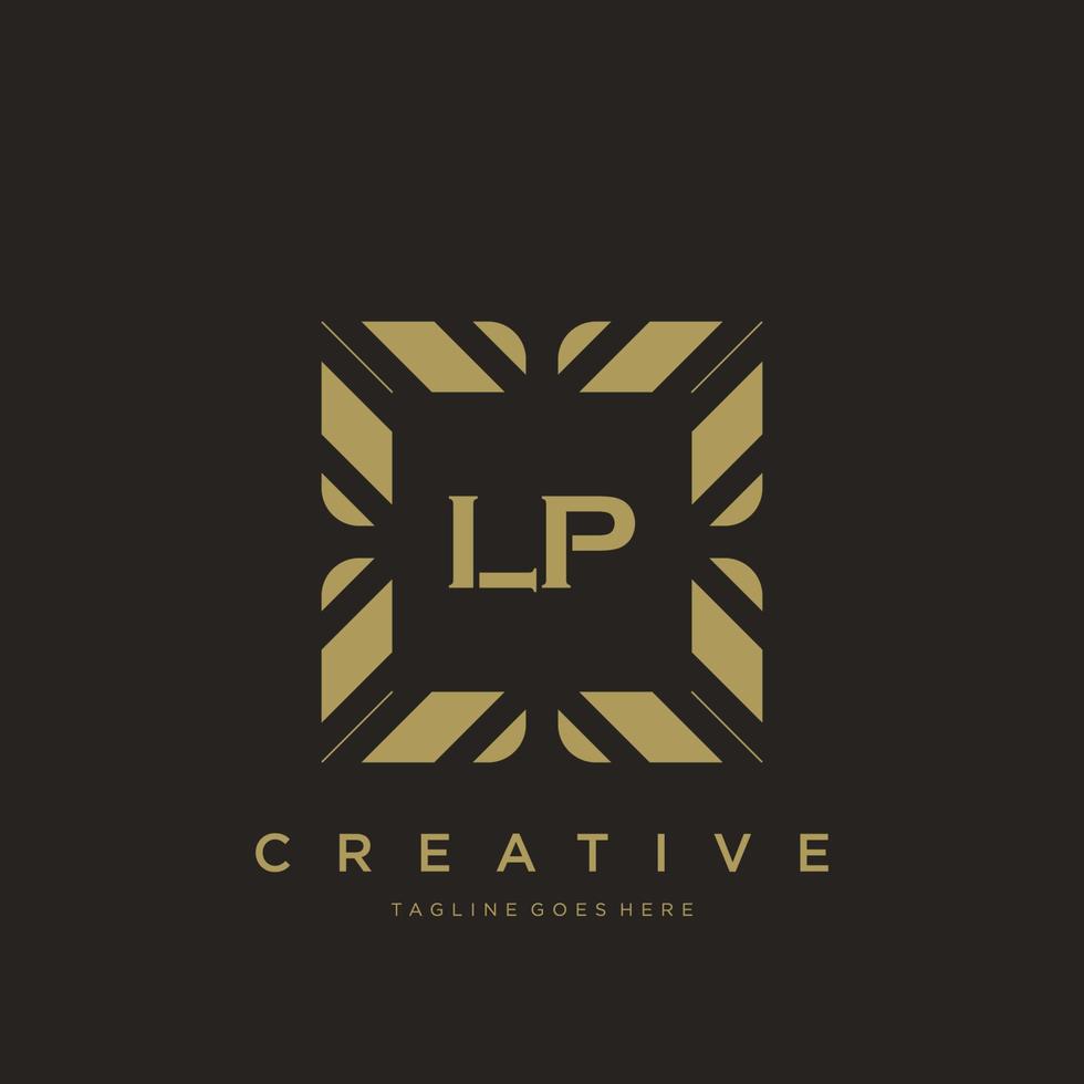 vetor de modelo de logotipo de monograma de ornamento de luxo de letra inicial lp
