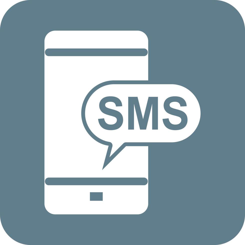 ícone de fundo redondo glifo de notificação sms vetor
