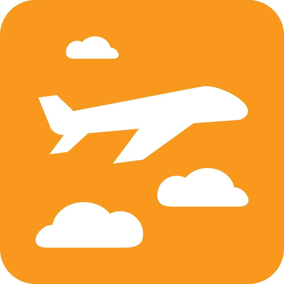 ícone de fundo redondo de glifo voador de avião vetor