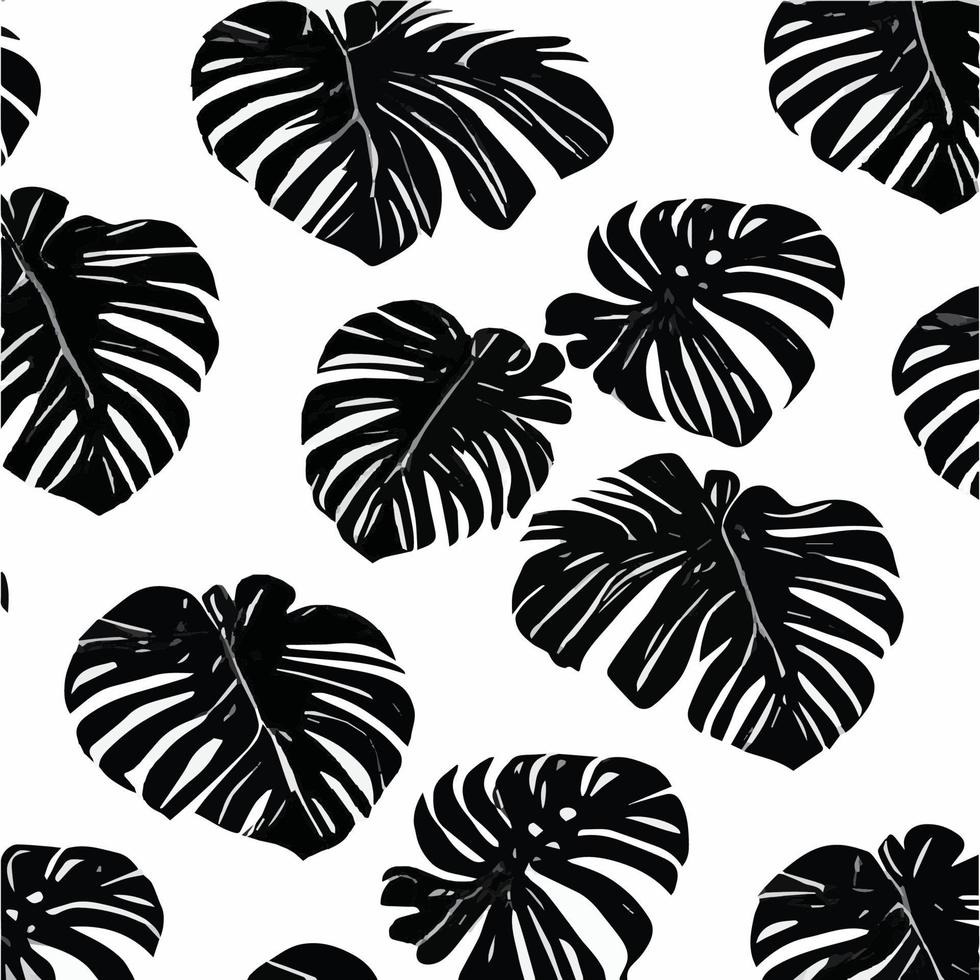 folhas exóticas sem costura padrão em preto e branco. fundo decorativo elegante vetor abstrato. folhas de palmeira tropical, padrão floral de vetor sem costura de folha de selva. papel de parede estilo tropical grunge.