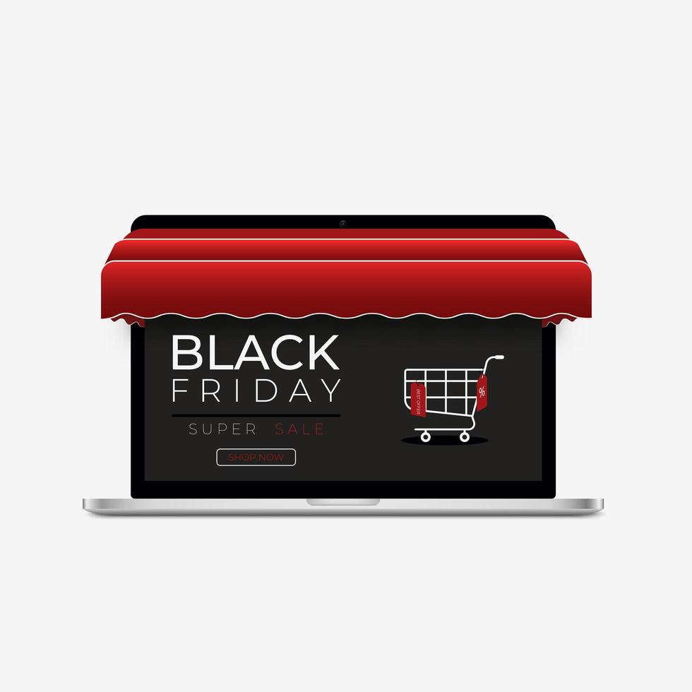 loja online black friday sale com laptop de tecnologia digital vetor