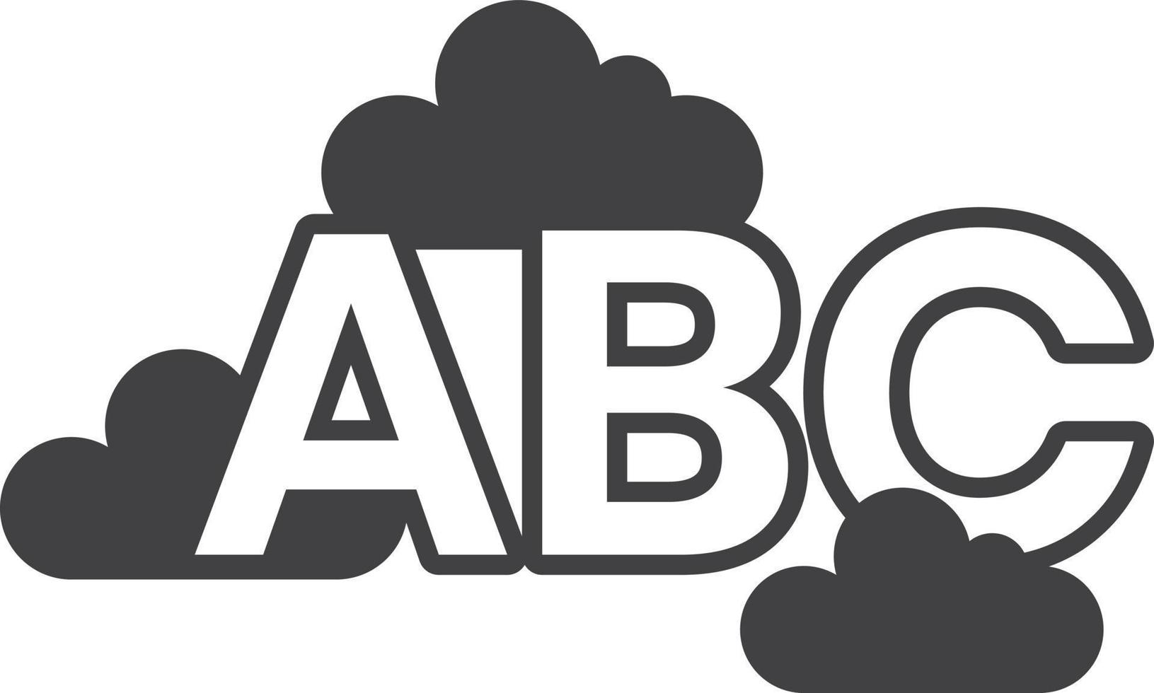 letras abc flutuando na ilustração de nuvens em estilo minimalista vetor