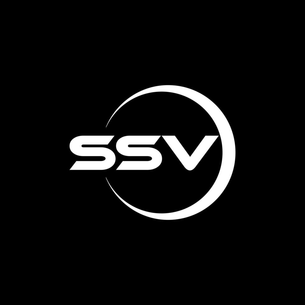 design de logotipo de carta ssv com fundo preto no ilustrador. logotipo vetorial, desenhos de caligrafia para logotipo, pôster, convite, etc. vetor