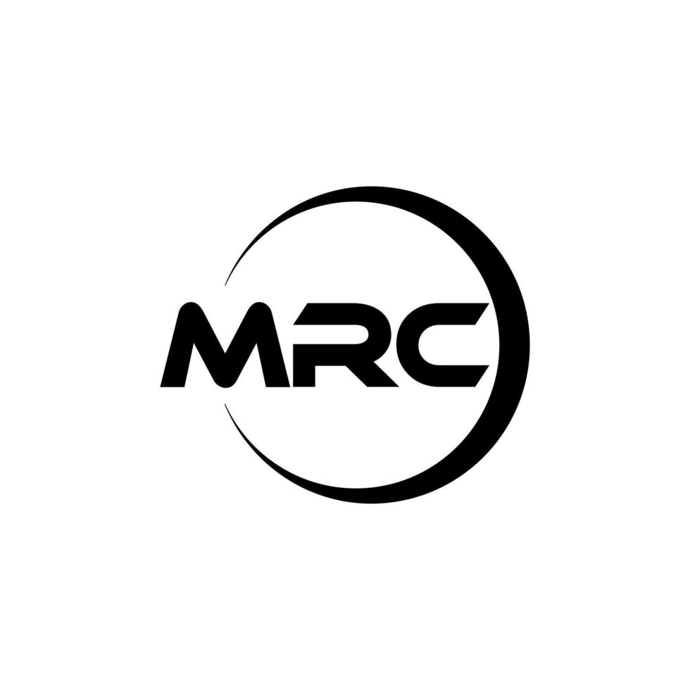 design de logotipo de carta mrc na ilustração. logotipo vetorial, desenhos de caligrafia para logotipo, pôster, convite, etc. vetor