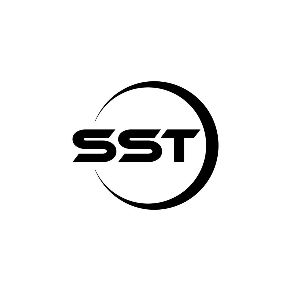 design de logotipo de carta sst com fundo branco no ilustrador. logotipo vetorial, desenhos de caligrafia para logotipo, pôster, convite, etc. vetor