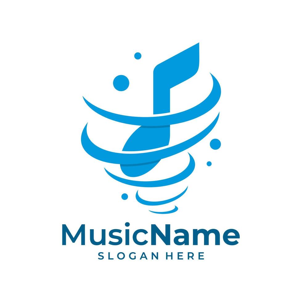 vetor de logotipo de música tornado. modelo de design de logotipo de tornado de música