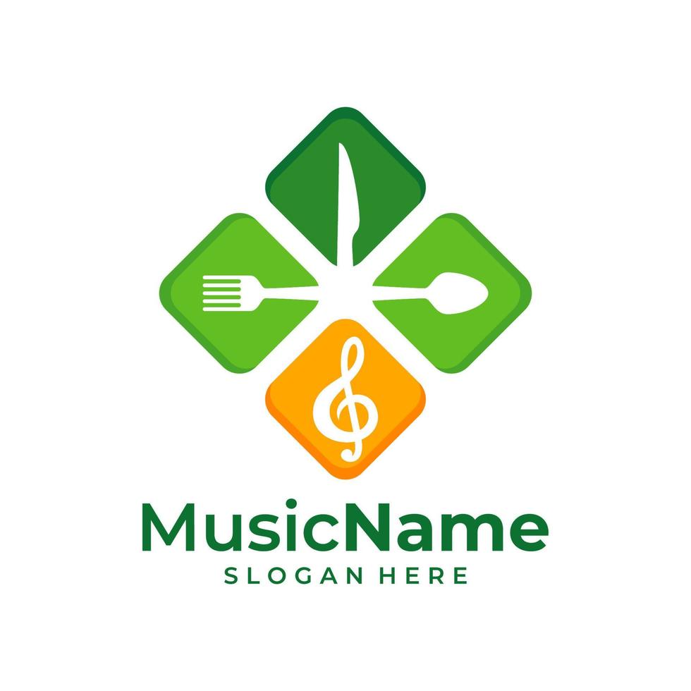 vetor de logotipo de música de comida. modelo de design de logotipo de comida de música