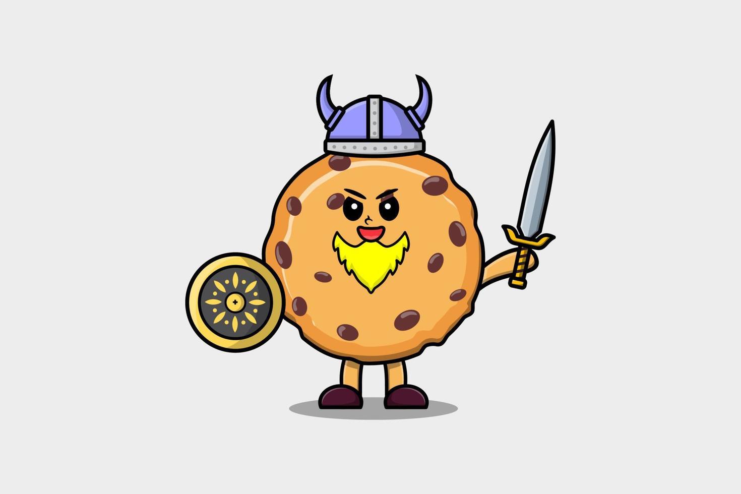 biscoitos de desenho animado pirata viking segurando a espada vetor