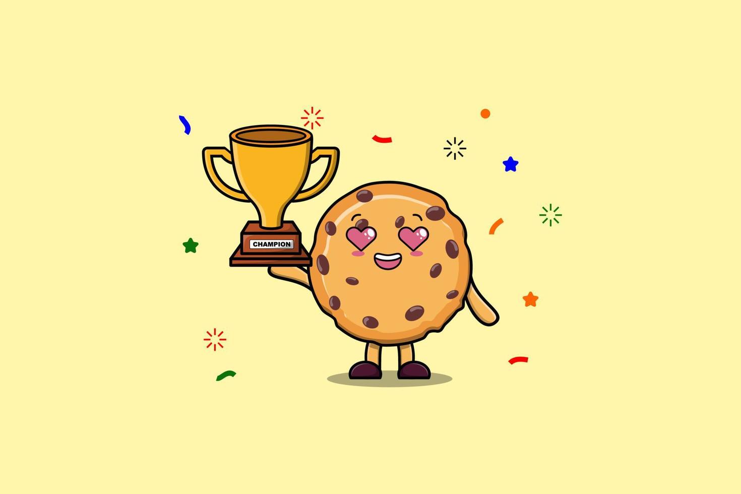 biscoitos de ilustração bonito dos desenhos animados segurando o troféu vetor