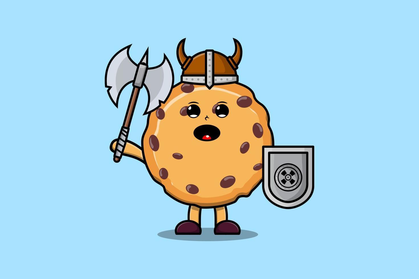 biscoitos de desenho animado pirata viking segurando machado vetor