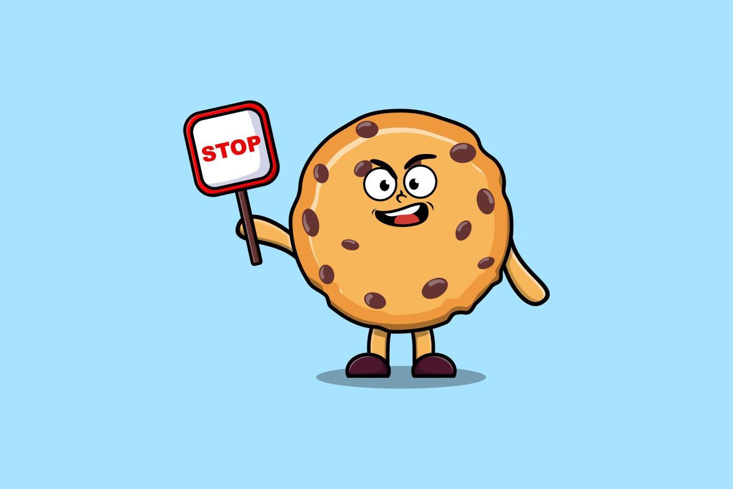 biscoitos de ilustração bonito dos desenhos animados com sinal de stop vetor