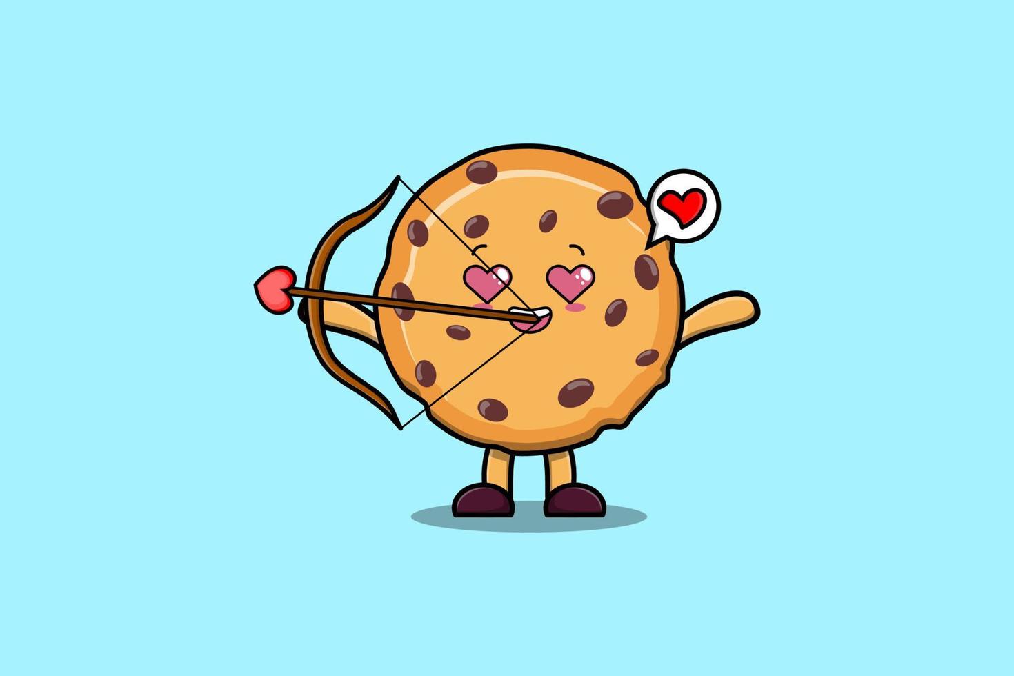 biscoitos de cupido românticos de personagem de desenho bonito vetor