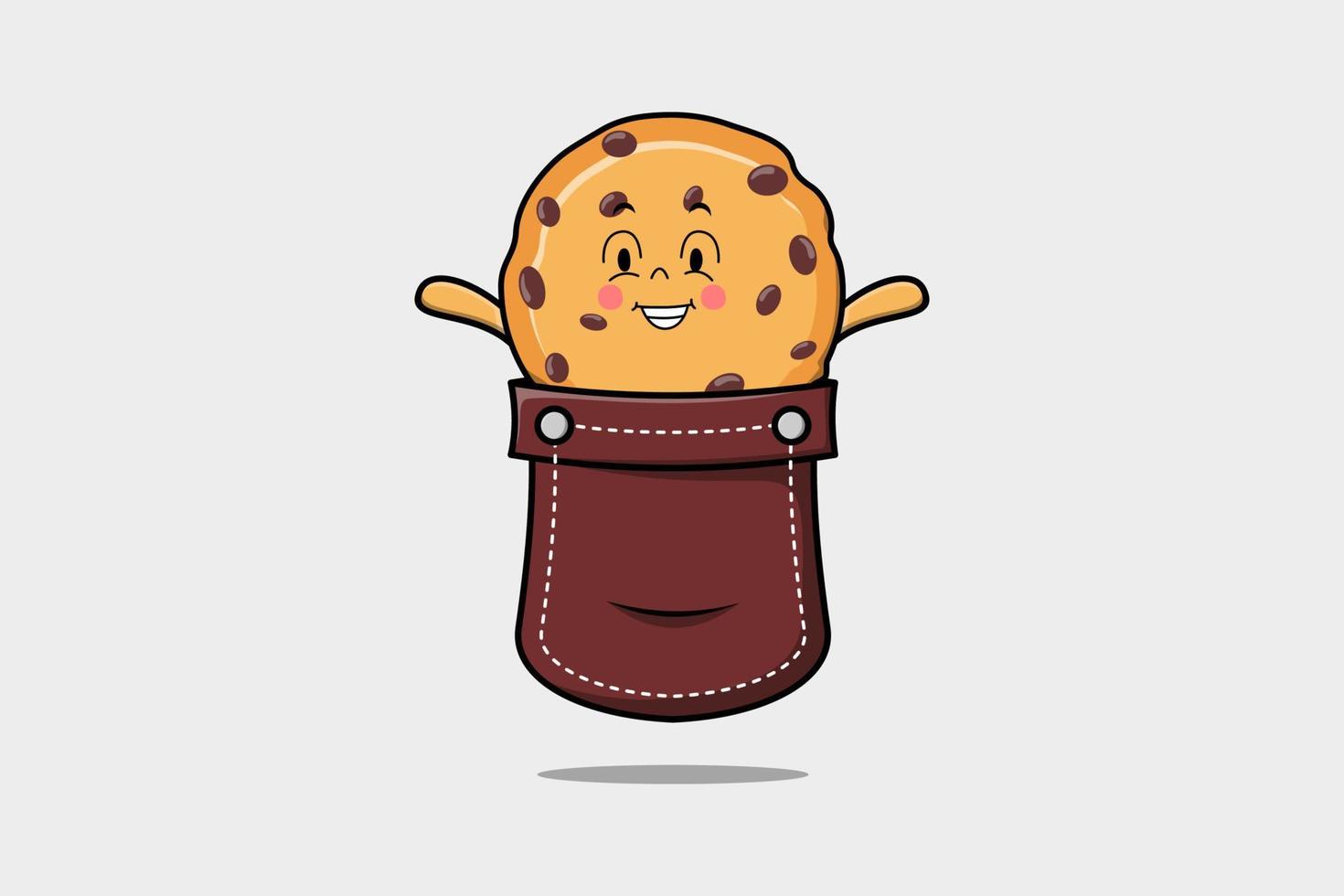 personagem de biscoitos de desenho animado bonito fora do bolso vetor