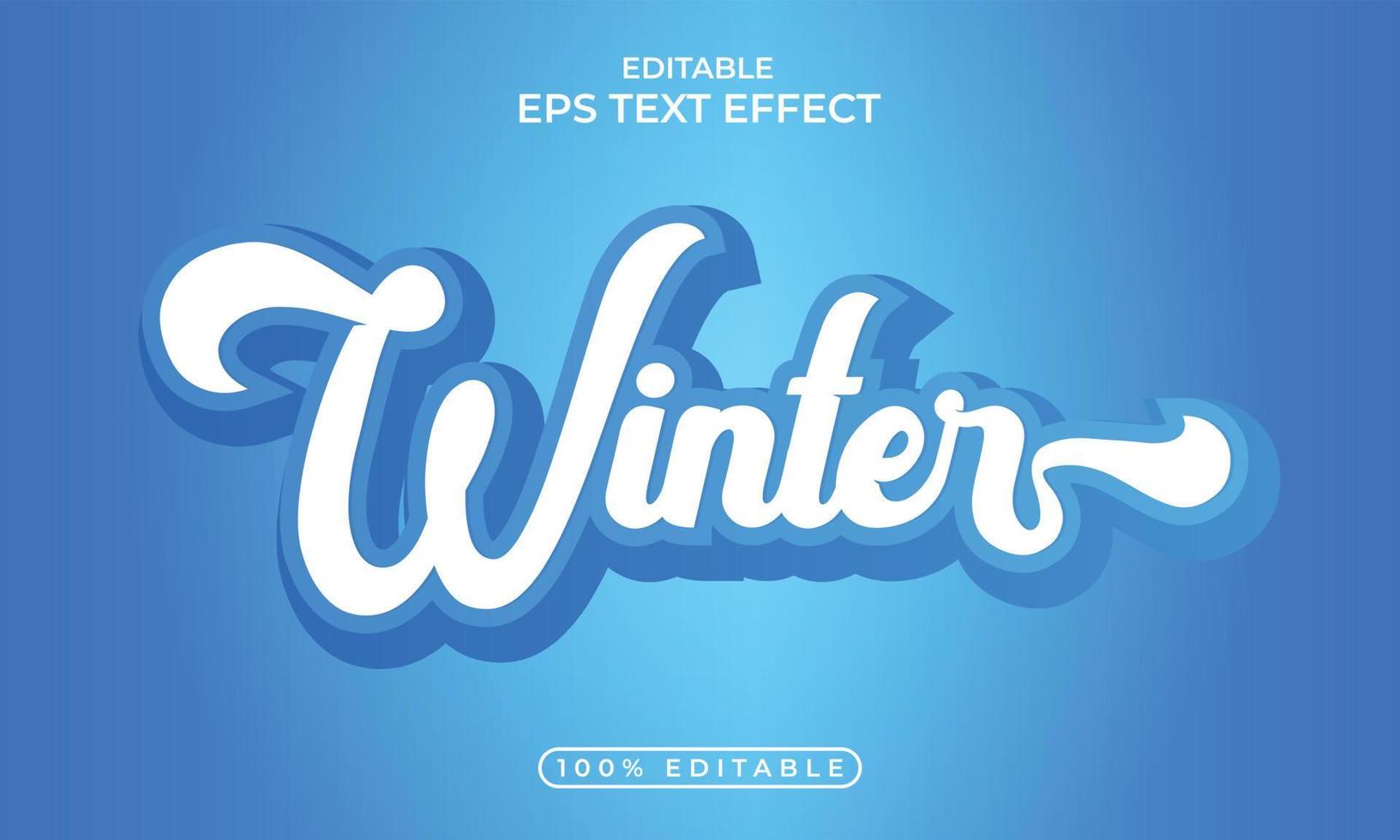 design de efeito de texto de cor azul 3d editável de inverno vetor