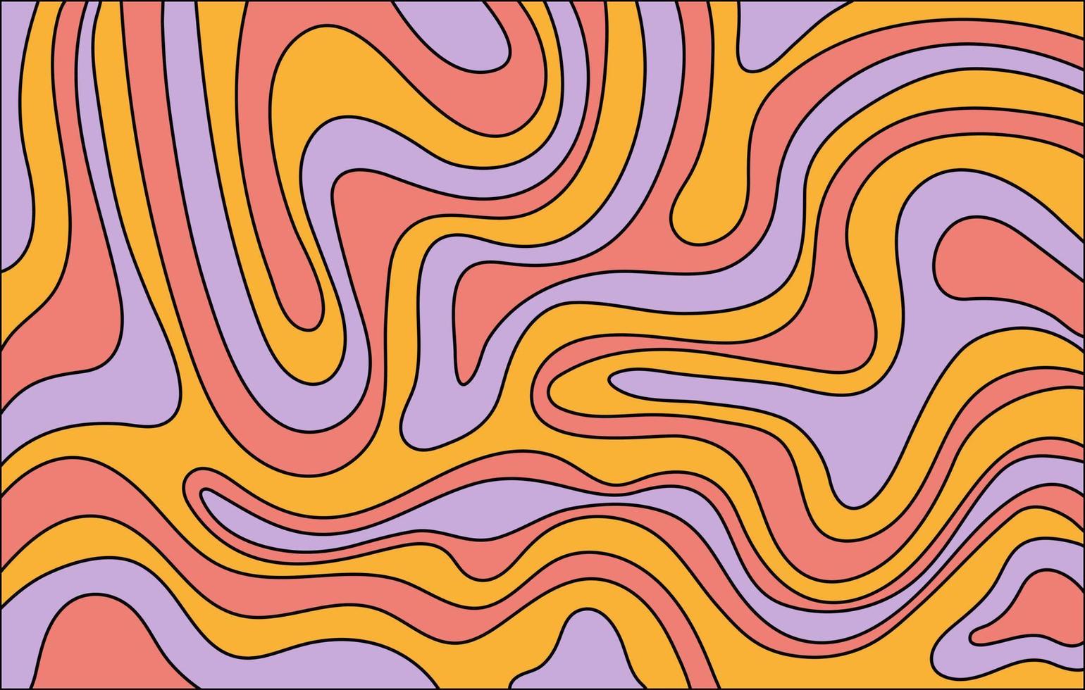 abstrato horizontal com ondas coloridas. ilustração vetorial na moda em estilo retrô dos anos 60, 70. vetor