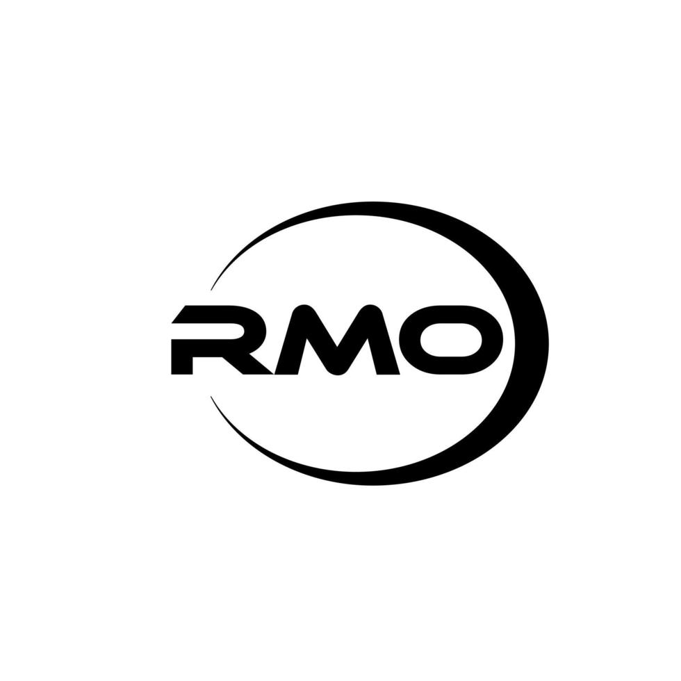 design de logotipo de carta rmo na ilustração. logotipo vetorial, desenhos de caligrafia para logotipo, pôster, convite, etc. vetor