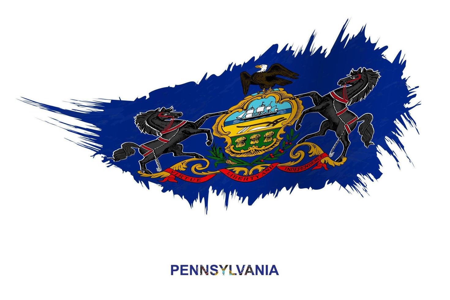bandeira do estado da Pensilvânia em estilo grunge com efeito de ondulação. vetor