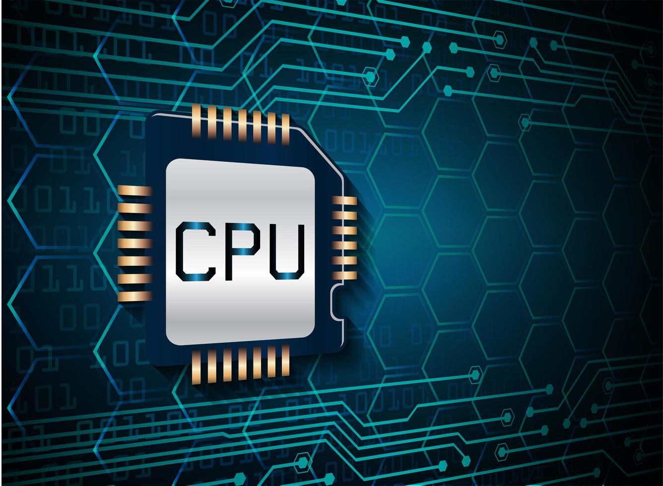 fundo do conceito de circuito cibernético cpu azul vetor