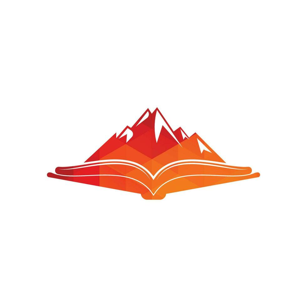 design de logotipo de vetor de livro de montanha. símbolo ou ícone da natureza e livraria.