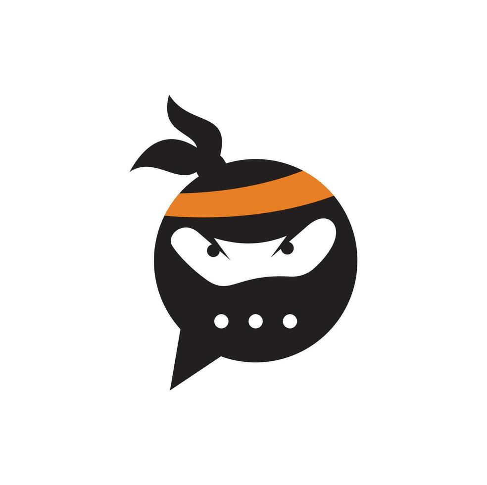 modelo de design de logotipo de bate-papo ninja. ícone de design de logotipo de conversa ninja. vetor