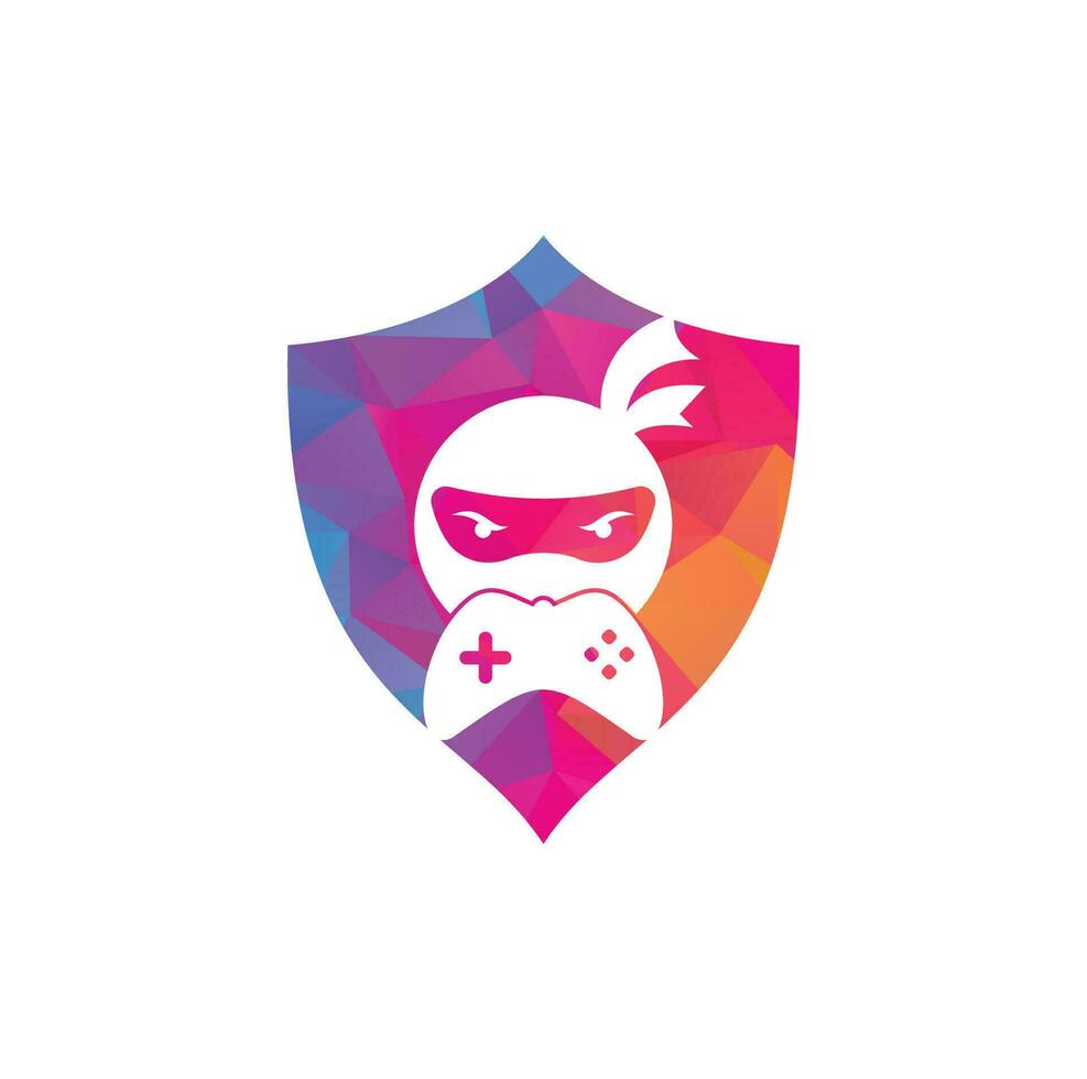 design do logotipo do jogo ninja. Vetores de estoque de imagens de logotipo de jogos ninja. ícone de design de logotipo do gamepad ninja