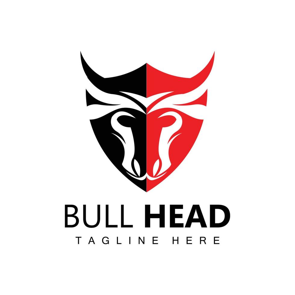 logotipo de cabeça de touro, vetor de animais de fazenda, ilustração de gado, ícone da marca da empresa
