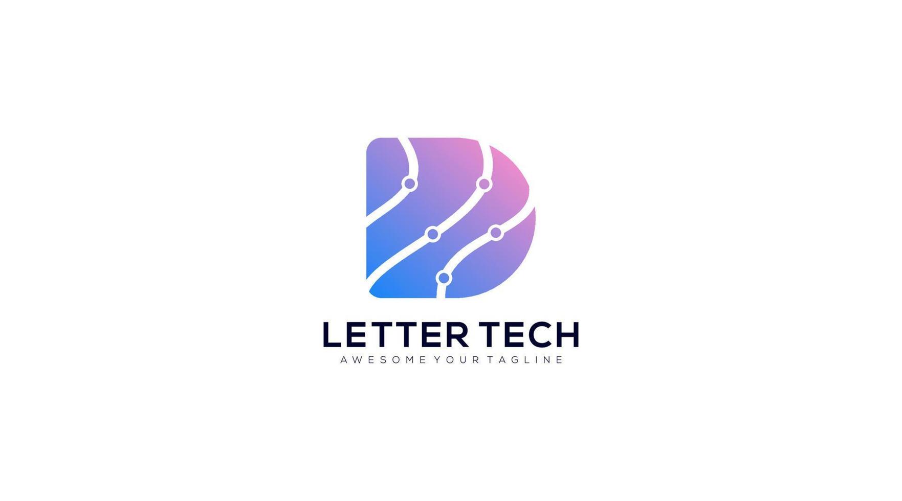 modelo de design de logotipo digital letra inicial d vetor