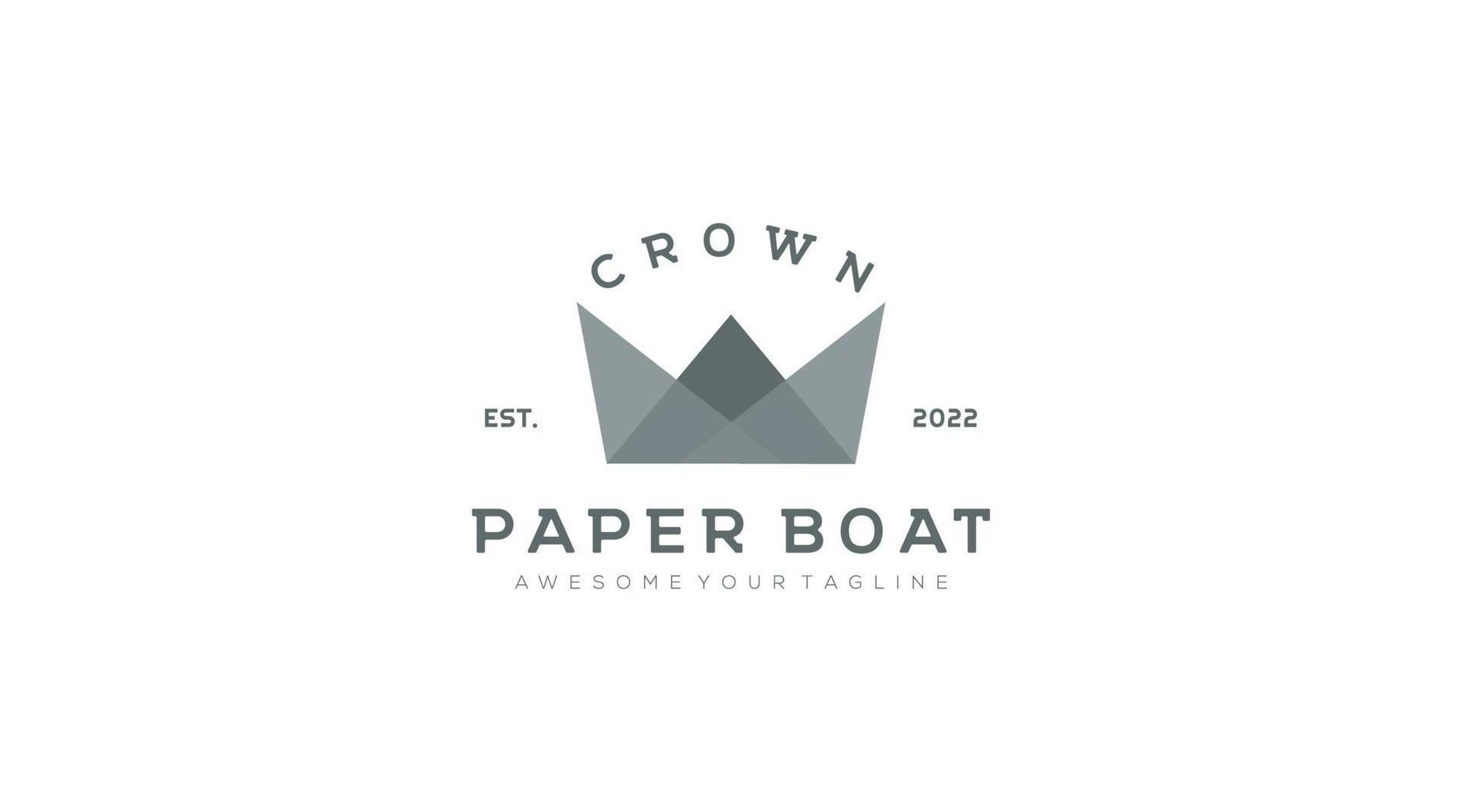 w carta ilustração em vetor design de logotipo de barco de papel