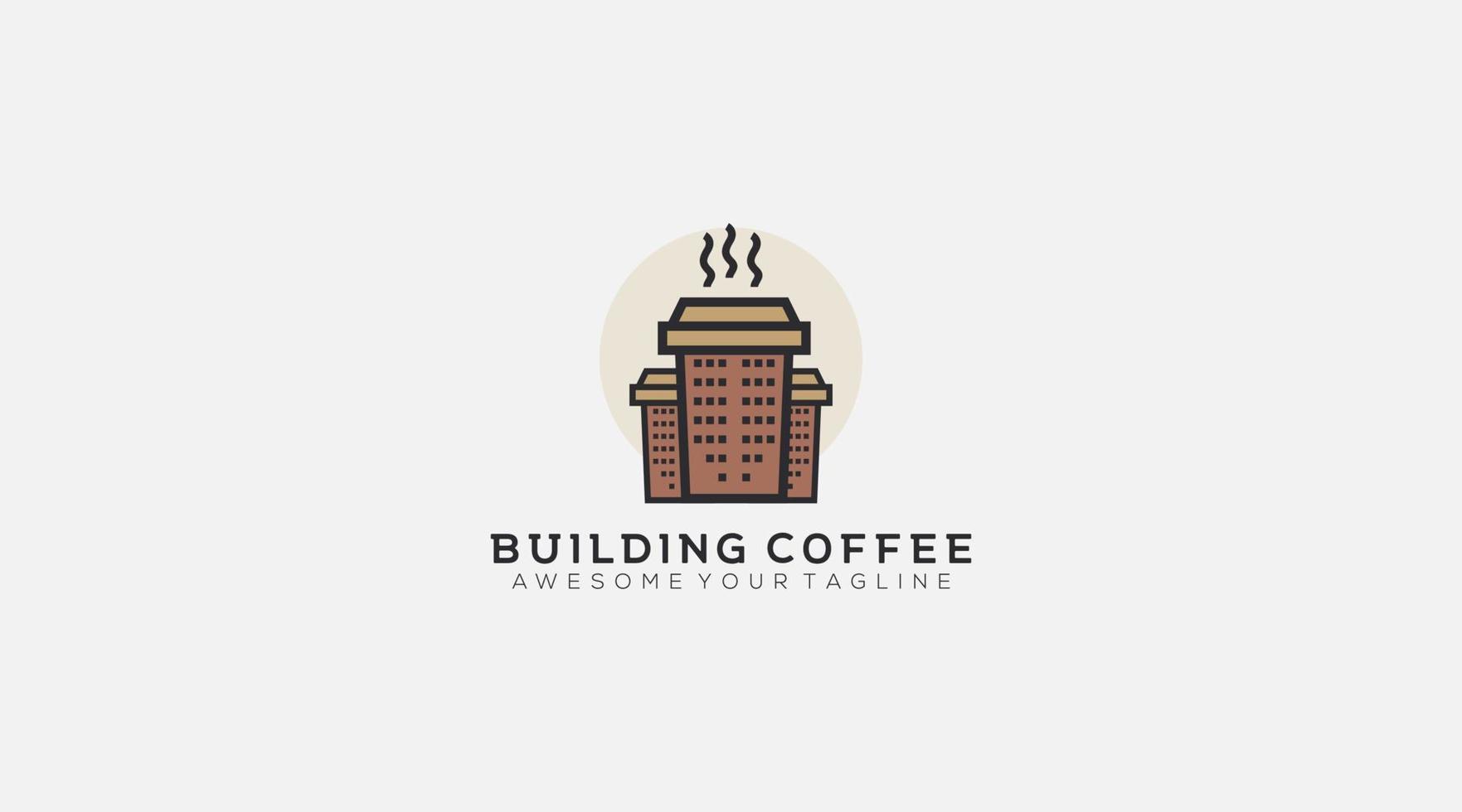 modelo de vetor de design de logotipo de café de construção