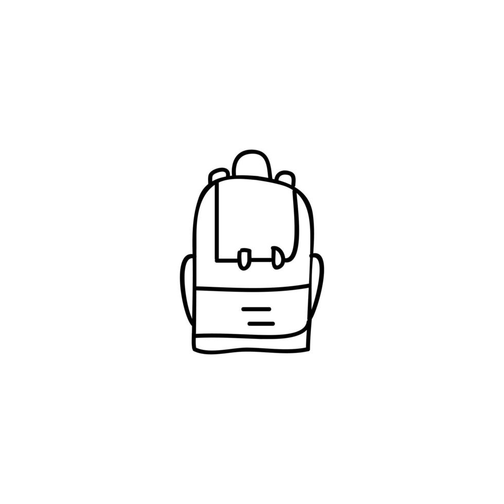 ícone de mochila desenhada à mão, ícone de doodle simples vetor