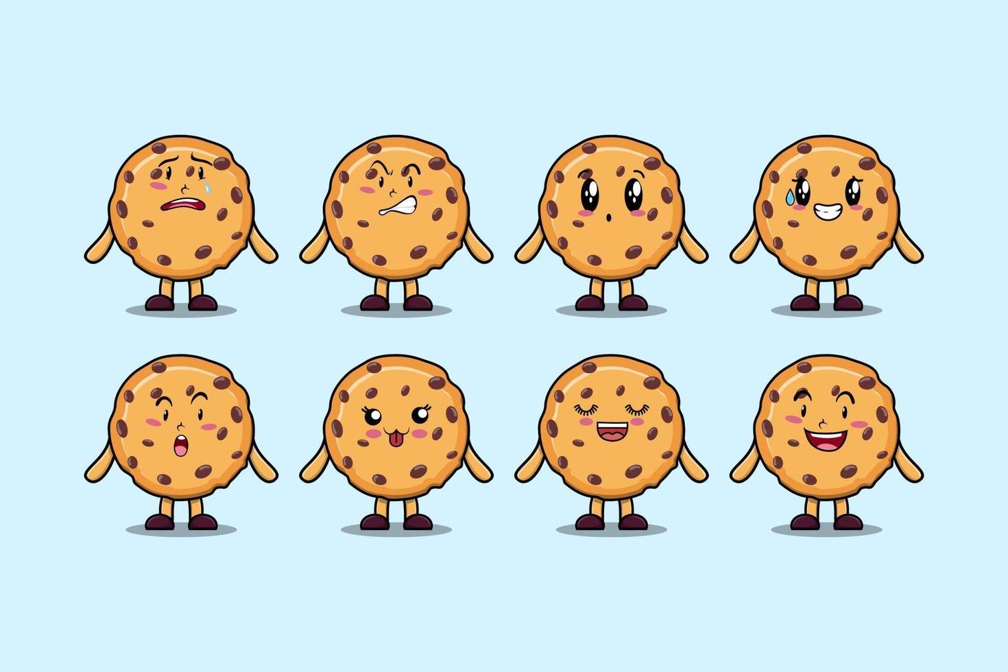 definir expressões diferentes dos desenhos animados de biscoitos kawaii vetor