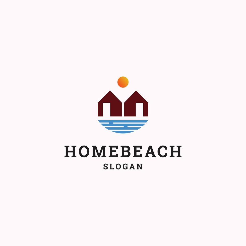 ilustração em vetor modelo de design de ícone de logotipo de praia em casa