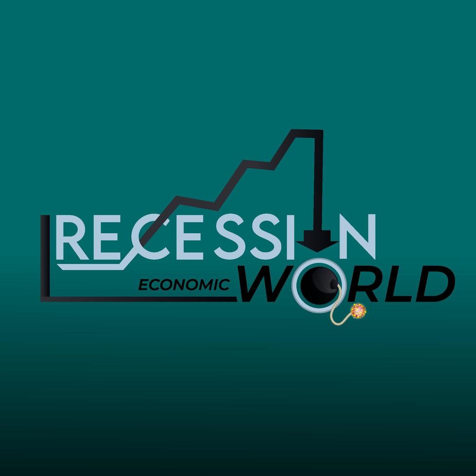 tipografia do mundo econômico da recessão vetor