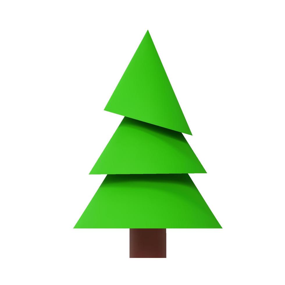ícone de abeto verde, pinheiro e árvore de natal. feriado e elemento de objeto de acampamento isolado no fundo branco. ilustração em vetor renderização 3D