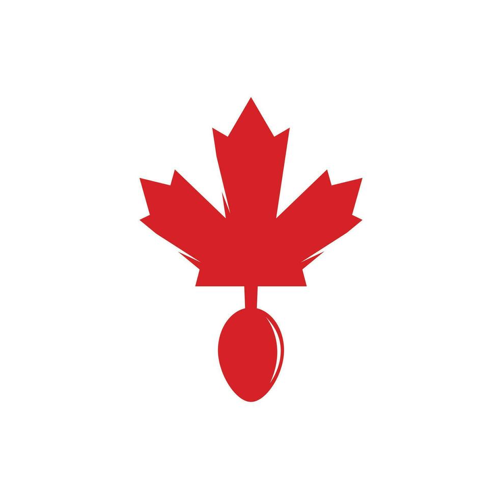 design de conceito de logotipo de comida canadense. conceito de logotipo de restaurante de comida canadense. folha de bordo e ícone de garfo vetor