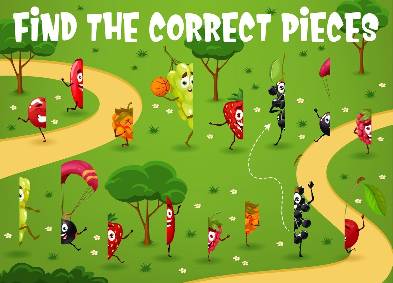 encontre o jogo de peças corretas com personagens de berry vetor